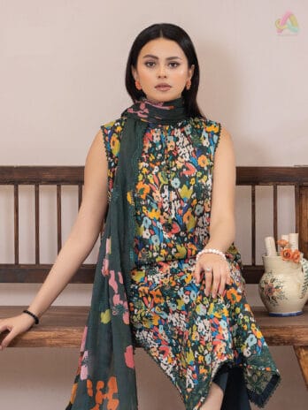 Close-Up Embroidery & Organza Bunch Detail – Gulal by Brenish D-02