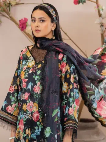 Organza Front Bunch and Embroidered Lawn Dupatta – Gulal by Brenish D-10