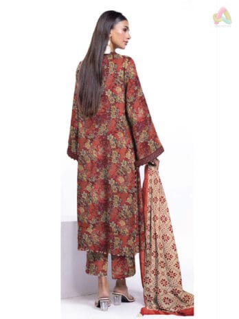 Printed Voil Lawn Dupatta with Printed Lawn Trouser – Khaadi New Arrival D-01