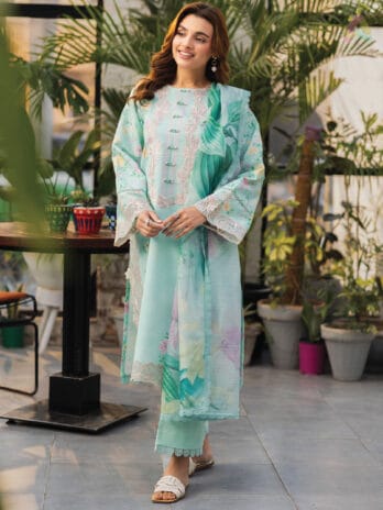Full Set – Rang Rasiya Mellow 3PC Unstitched Lawn Suit with Dupatta and Trouser
