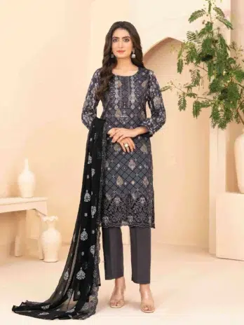 Maylea By Tawakkal D-1357 – Embroidered Broshia Lawn Shirt Front View