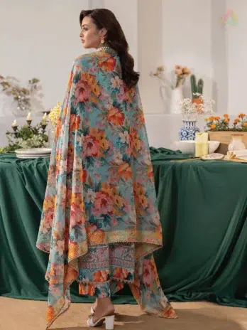 Noa by Brenish D-02 – Printed Lawn Back and Sleeves Design