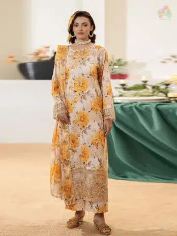 Noa by Brenish Vol 1 D-03 – Embroidered Neck with Digitally Printed Lawn Front