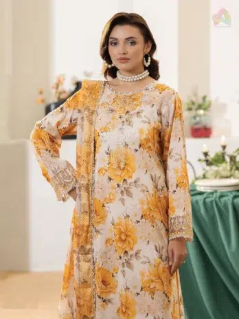 Full Set View – Noa by Brenish Vol 1 D-03 Lawn Suit with Jacquard Dupatta