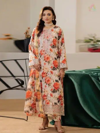 Noa by Brenish Vol 1 D-06 – Embroidered Lawn Shirt Front Design