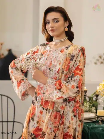 Complete Look – Noa by Brenish Vol 1 D-06 Lawn Suit with Jacquard Dupatta