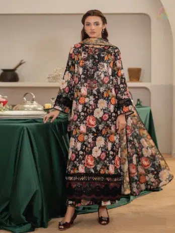 Noa by Brenish Vol 1 D-07 – Digitally Printed Lawn Shirt Front with Embroidered Neck