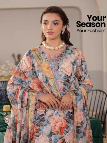 Sequin Embroidered Lace on Daman and Sleeves – Noa D-09 by Brenish