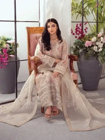 Full stitched suit with dupatta, clutch & jewelry – Noorifabrics Organza 2025