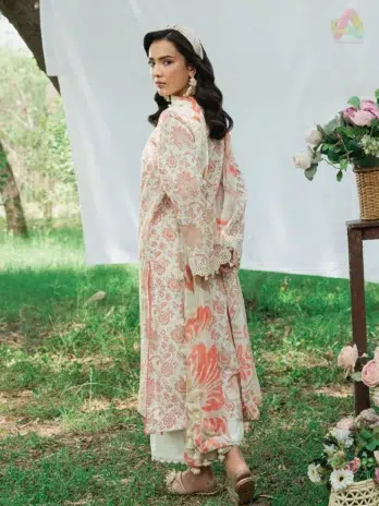 Back side of Cinq Summer Cocktail Sunveil with digitally printed lawn design, from Cinq lawn 2025 and Cinq new arrivals collection