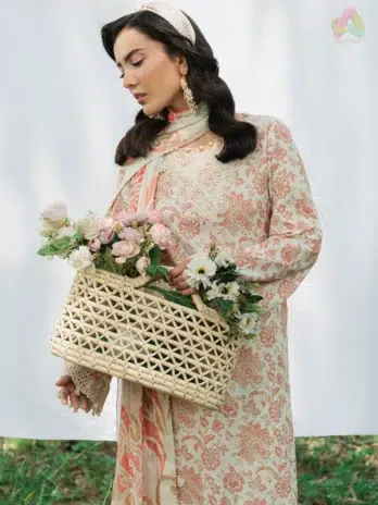 Close-up of embroidery and fabric on Cinq Summer Cocktail Sunveil, perfect pick from Cinq Eid collection 2025 for modern yet modest dressing