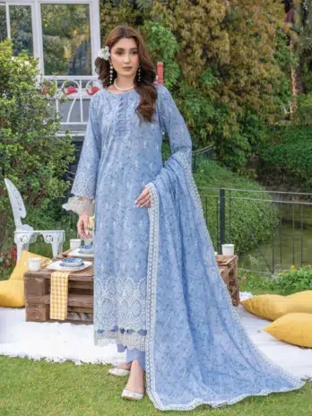 Embellish by Aalaya D-02 front view of embroidered lawn shirt