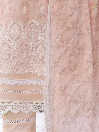Detailed embroidery and print of Aalaya lawn suit