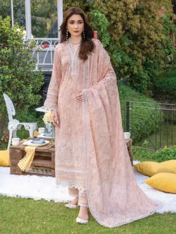 Complete 3-piece Aalaya D-04 outfit with dupatta and trouser