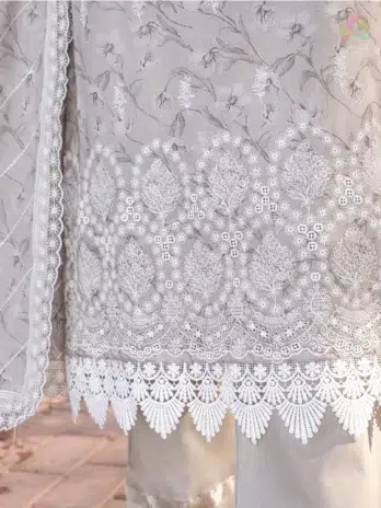 Close-up embroidery on Aalaya D-06 lawn shirt