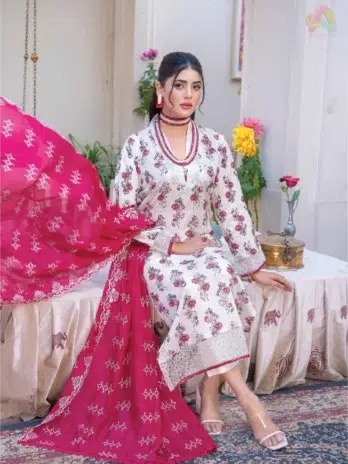 Full unstitched suit set – Lawnkari By Riaz Arts 2003 with dupatta and trouser