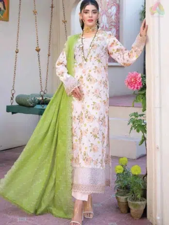 Front view of Lawnkari By Riaz Arts 2004 embroidered lawn shirt