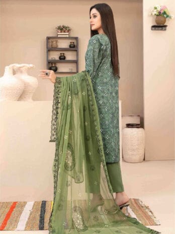 Digitally printed lawn shirt back design of Tawakkal D-1366