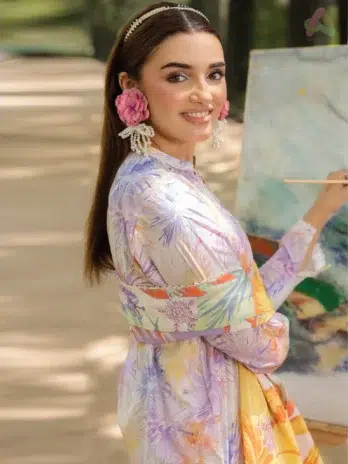 Close-up of zari embroidery on dupatta and neckline of Morja by Gulljee Vol 4 D-03, reflecting fine detailing.