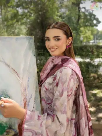 Close-up shot of zari embroidered dupatta and neckline of Morja by Gulljee Vol 4 D-04, showcasing luxury detail.