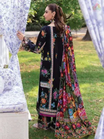 Rajbari D-03 digitally printed lawn back design