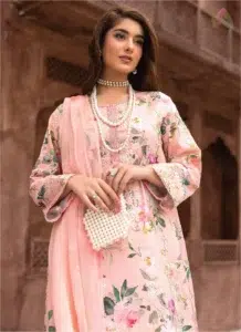 Full view of Sanam Saeed by Puri Fabrics D-01 3-piece unstitched suit