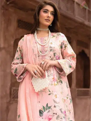 Full view of Sanam Saeed by Puri Fabrics D-01 3-piece unstitched suit