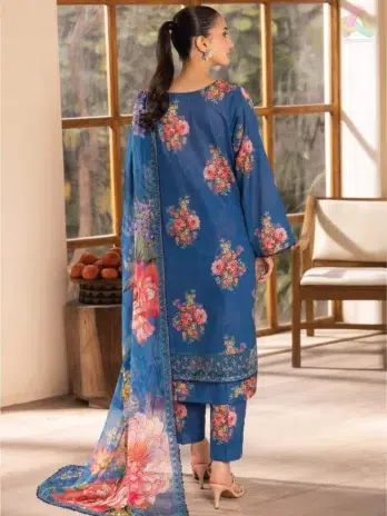 Back image of Saraab by Brenish D-10 showing digitally printed Bana Dora lawn with rich seasonal motifs.