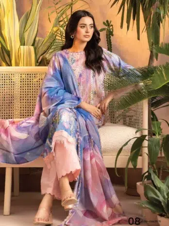 Full Image: Full View – Gulljee Gullbano Vol 5 D-05 Complete 3-Piece Lawn Suit