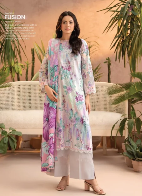 Front Image: Gullbano by Gulljee D-06 – Embroidered Lawn Shirt Front Design