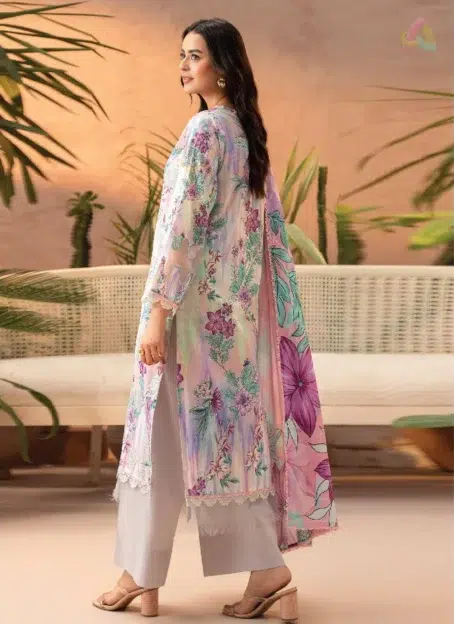 Back Image: Gulljee Vol 5 D-06 – Printed Lawn Suit Back and Sleeves