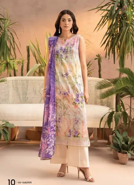 Front Image: Gullbano by Gulljee D-07 – Embroidered Lawn Shirt Front View
