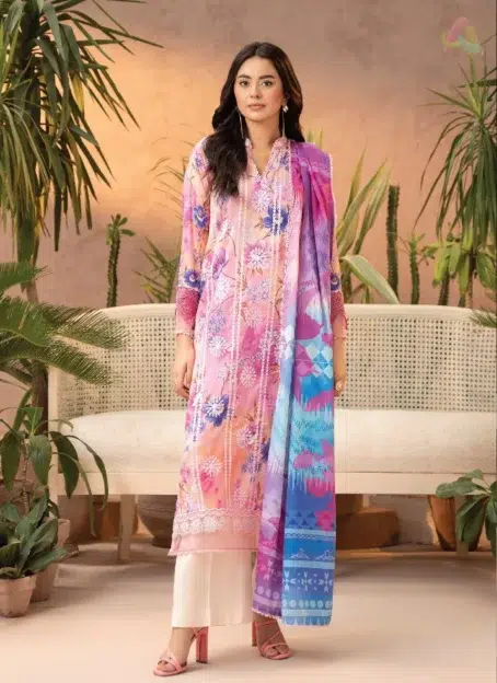 Front Image: Gullbano by Gulljee D-08 – Embroidered Lawn Shirt Front View