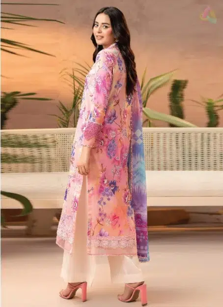 Back Image: Gulljee Vol 5 D-08 – Printed Lawn Back and Sleeve Design