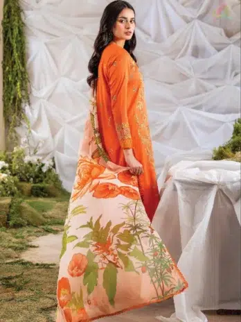 Back design of Jasmine by Gulljee D-01 with embroidered dyed lawn from the Gulljee Jasmine Collection, perfect for festive and summer wear