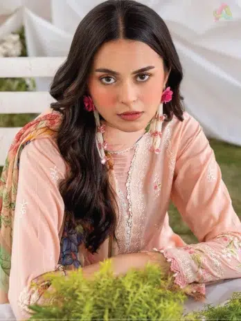 Close-up of Jasmine by Gulljee D-02 highlighting fine embroidery on lawn fabric, a key look in Gulljee clothing and new arrivals.