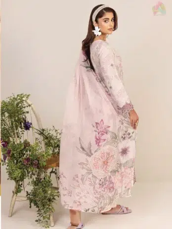 Back design of Sofia By Sanam Saeed D-01 showcasing digitally printed lawn back, part of Puri Fabrics new arrivals and Eid collection 2025.