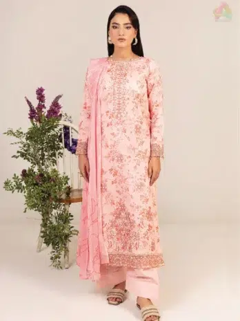 Front view of Sofia By Sanam Saeed D-02 featuring digitally printed embroidered lawn shirt by Puri Fabrics from their summer collection 2025.