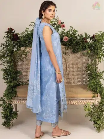 Back side of Sofia By Sanam Saeed D-03 with digitally printed lawn fabric from the Puri Fabrics lawn 2025 and Eid collection