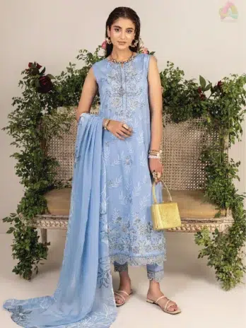 Front view of Sofia By Sanam Saeed D-03 showcasing digital embroidered lawn shirt from the Puri Fabrics summer collection 2025