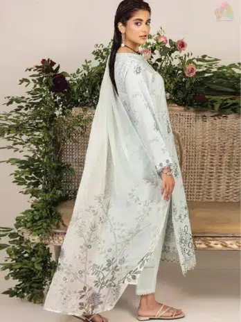 Back design of Sofia By Sanam Saeed D-04 featuring digital lawn print, from Puri Fabrics summer collection and new arrivals