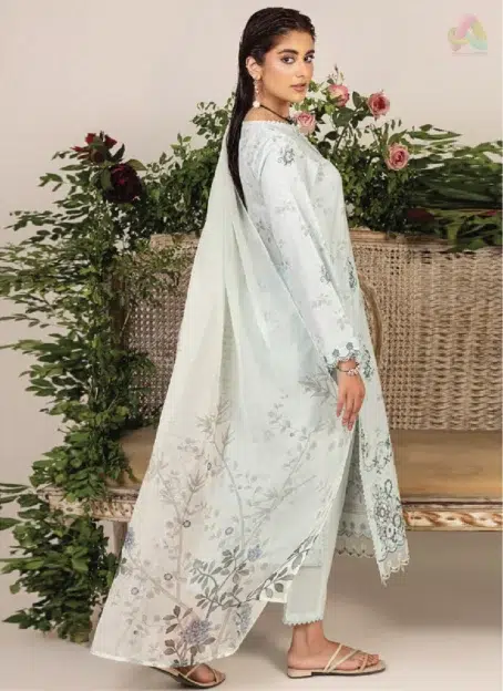 Back design of Sofia By Sanam Saeed D-04 featuring digital lawn print, from Puri Fabrics summer collection and new arrivals