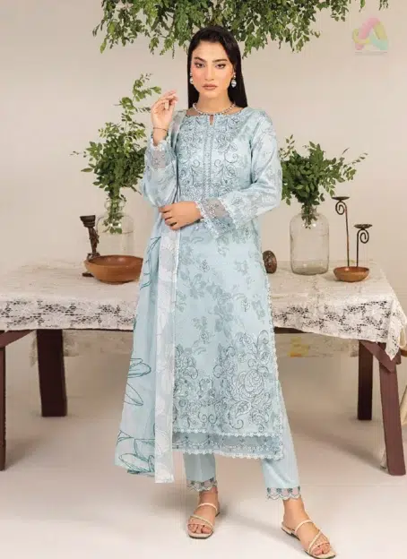 Front view of Sofia By Sanam Saeed D-05 featuring digital embroidered lawn shirt from Puri Fabrics lawn 2025 summer and Eid collection