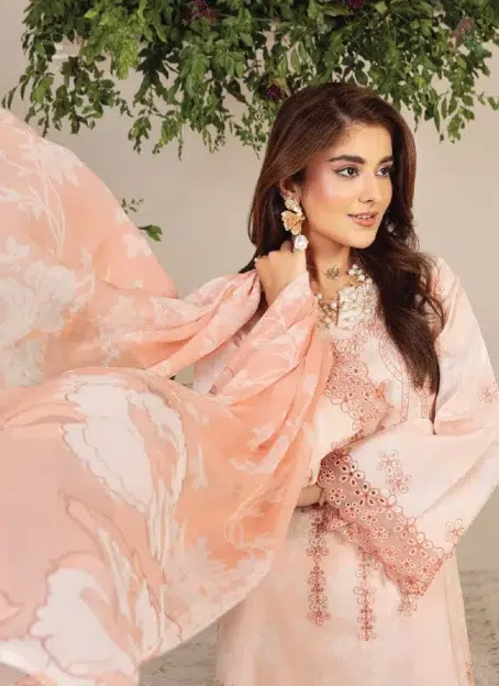 Close-up of embroidery on the lawn sleeves from Sofia By Sanam Saeed D-06, part of Puri Fabrics' clothing summer collection