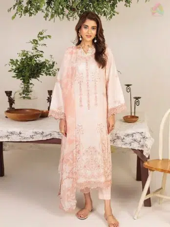 Front view of Sofia By Sanam Saeed D-06 with embroidered lawn shirt from Puri Fabrics lawn 2025, perfect for summer and Eid celebrations