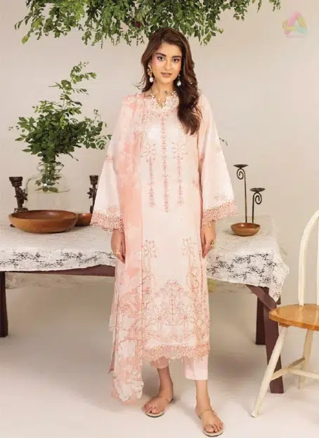 Front view of Sofia By Sanam Saeed D-06 with embroidered lawn shirt from Puri Fabrics lawn 2025, perfect for summer and Eid celebrations