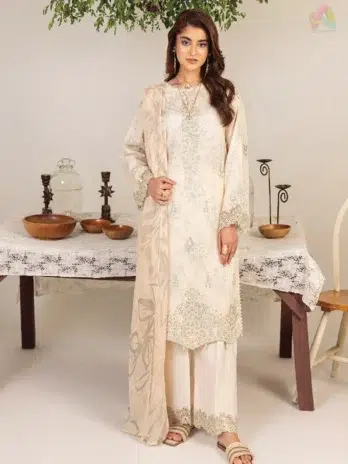 Front view of Sofia By Sanam Saeed D-07 showcasing embroidered lawn with digital print by Puri Fabrics from the summer 2025 collection