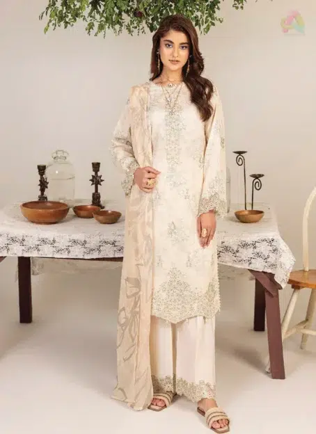 Front view of Sofia By Sanam Saeed D-07 showcasing embroidered lawn with digital print by Puri Fabrics from the summer 2025 collection