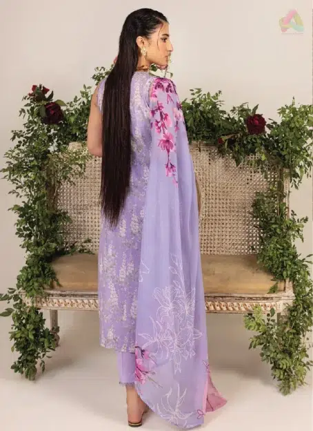 Back design of Sofia By Sanam Saeed D-08 showcasing digital printed lawn by Puri Fabrics, part of the lawn 2025 and summer collection