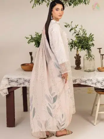 Backside of Sofia By Sanam Saeed D-10 featuring digital printed lawn design by Puri Fabrics from their new arrivals 2025